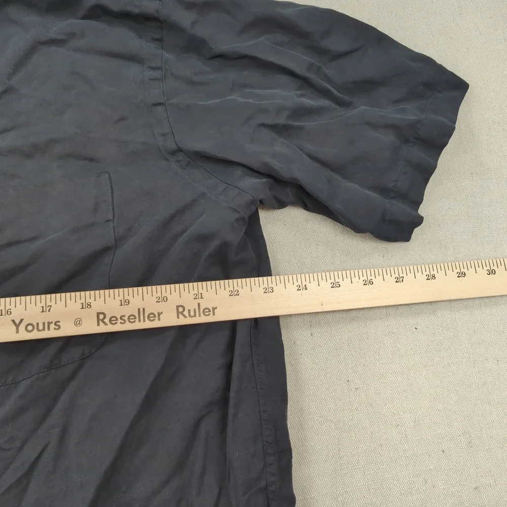 Vintage Polo Ralph Lauren Shirt Mens Large Black Caldwell Loop Collar Silk Linen